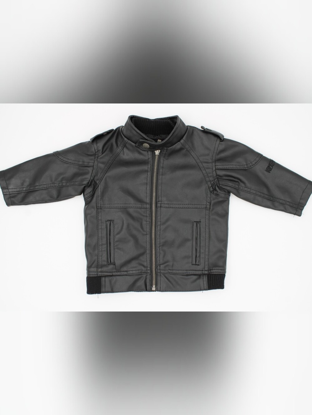 Kenneth Cole Reaction Boys Faux Leather Bomber Jacket Black 12M